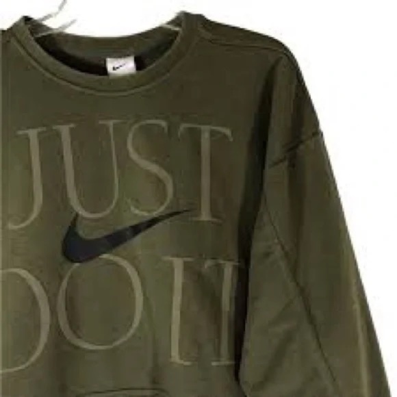 Nike Olive Green Cropped Sweatshirt size small - Picture 4 of 4
